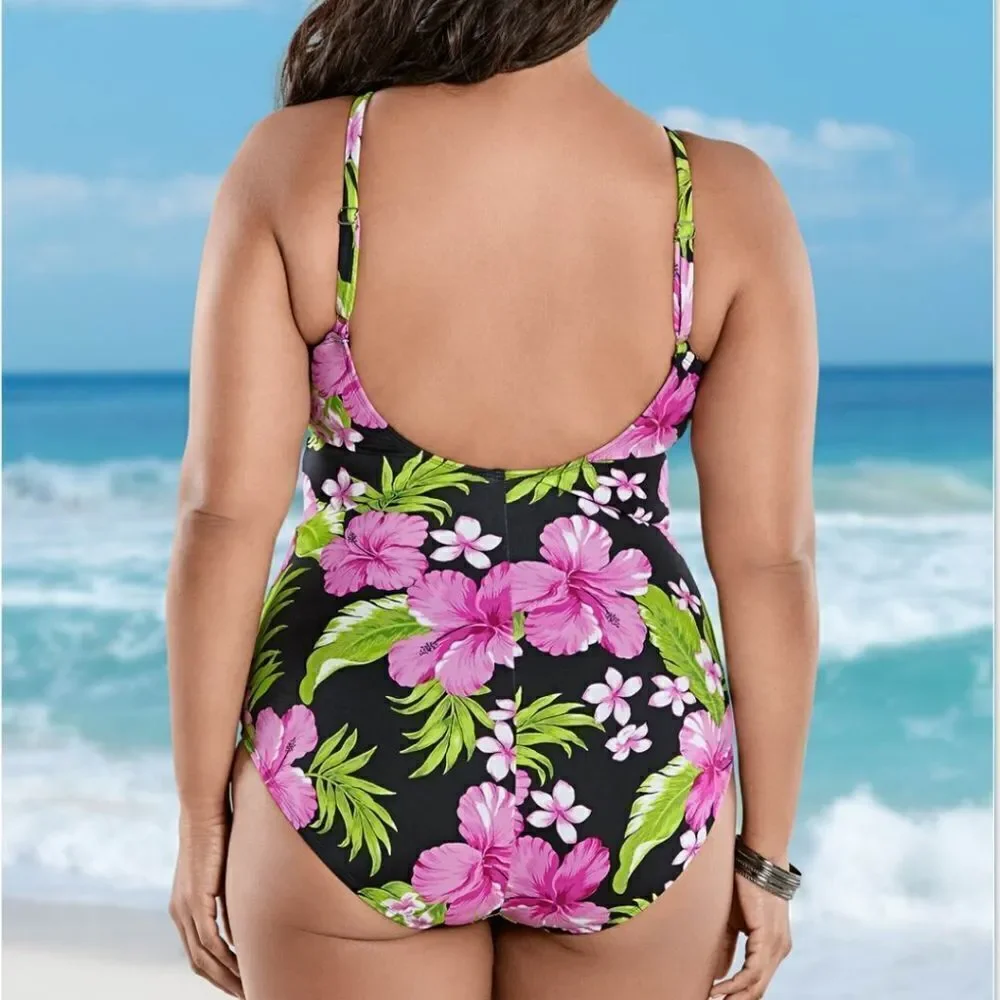 Venus Floral Aloha Plus Size One Piece Swimsuit Size 24